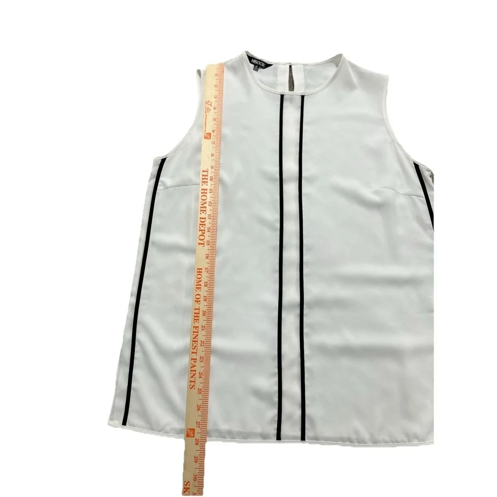Misook Women's M Ribbon Trim Shell/Tank White Black